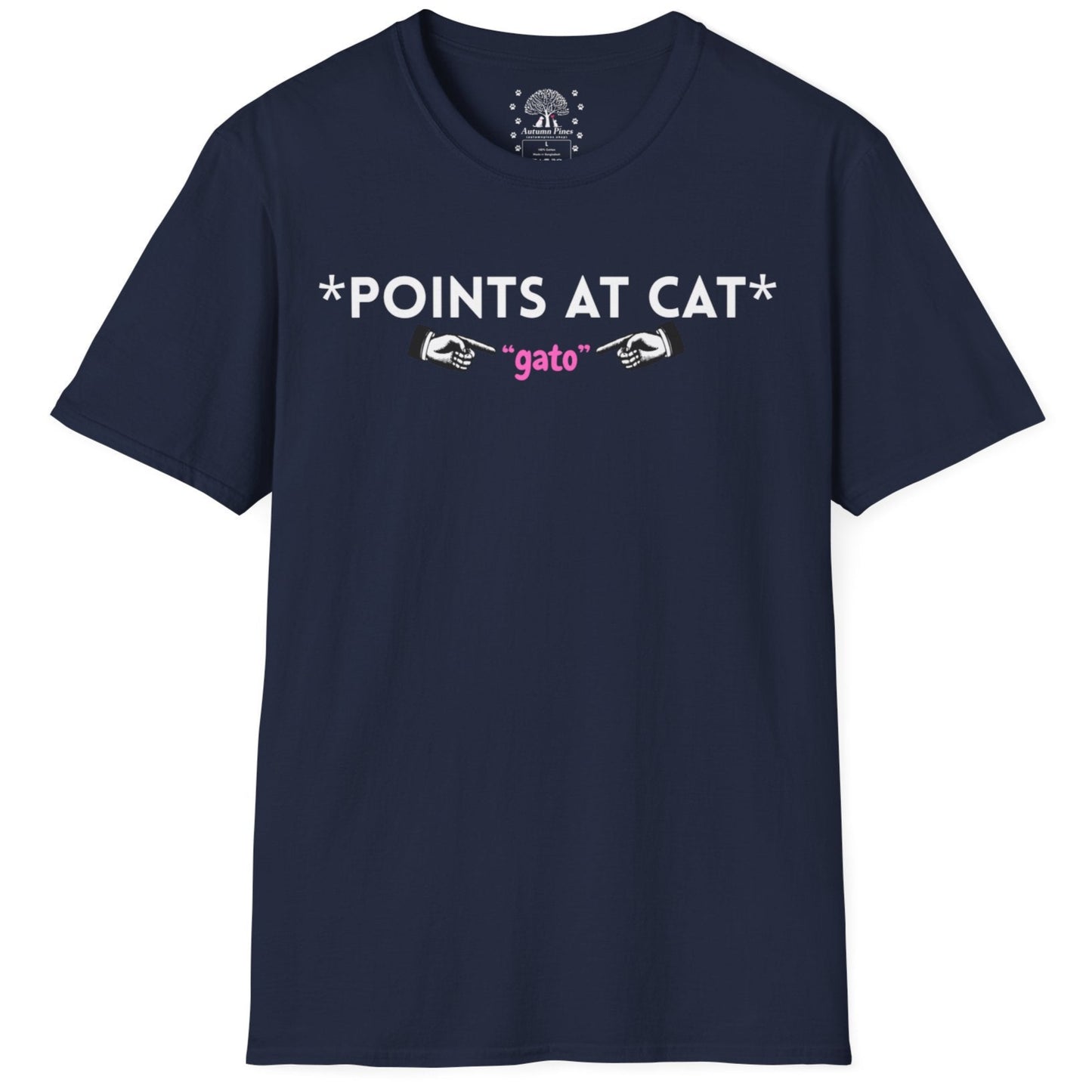 Points At Cat (Gato) T-Shirt