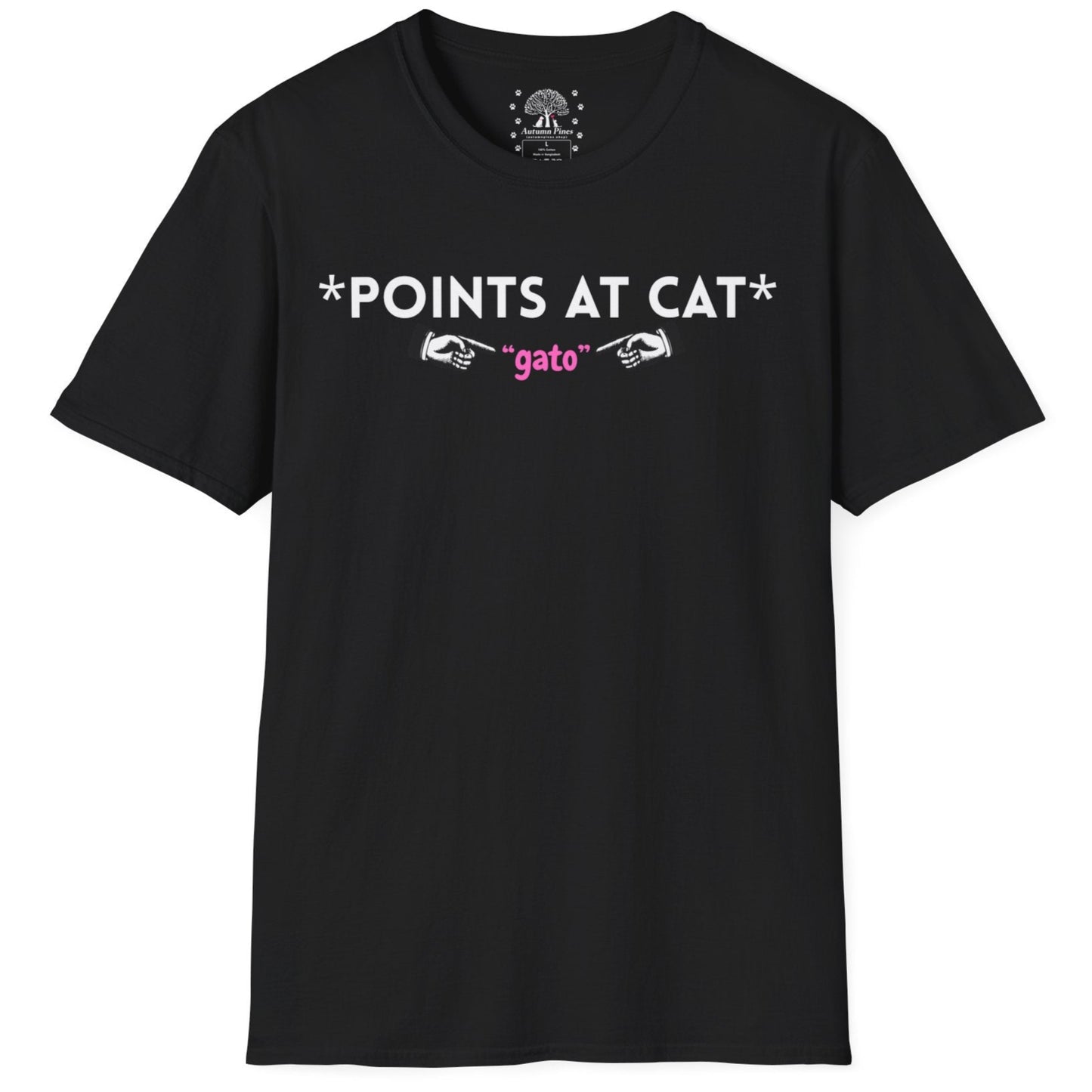 Points At Cat (Gato) T-Shirt
