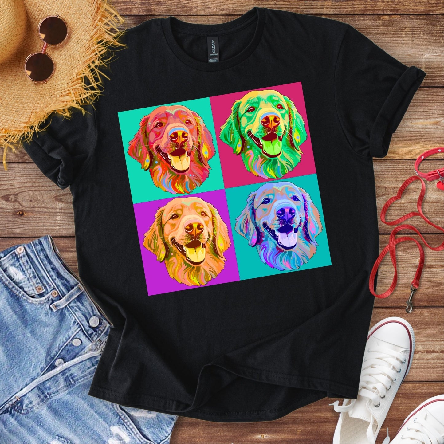 Four Dogs Portrait T-Shirt