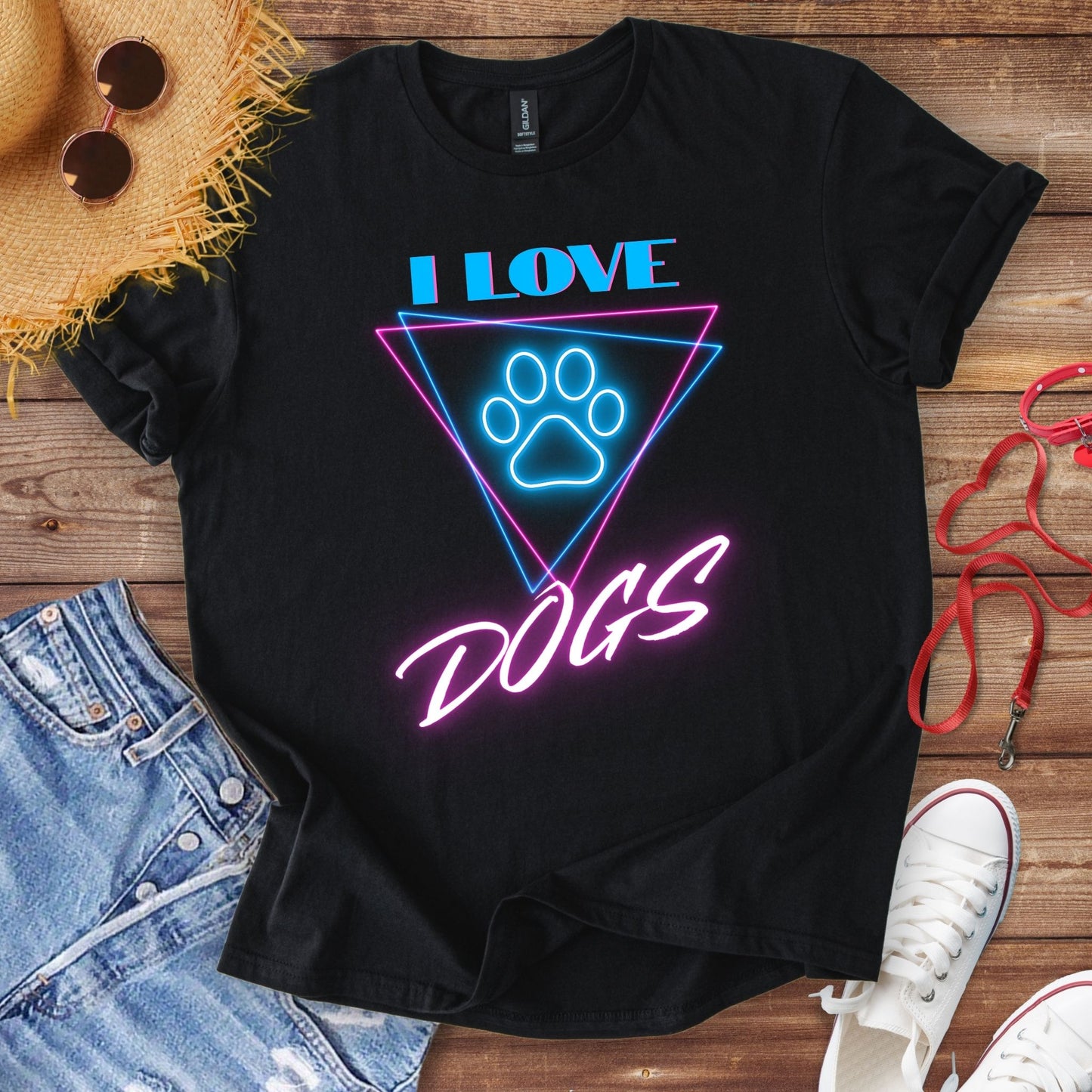 I Love Dogs Neon T-Shirt
