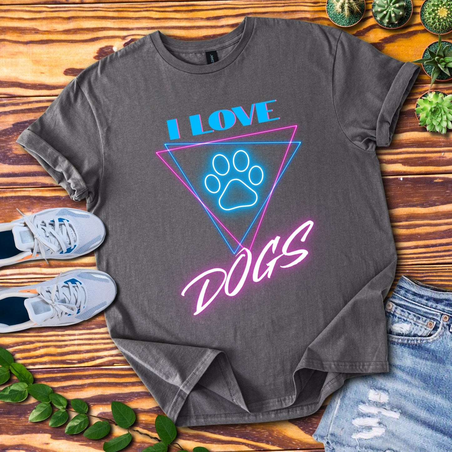 I Love Dogs Neon T-Shirt