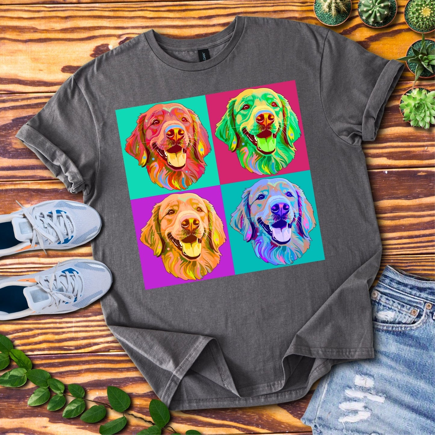 Four Dogs Portrait T-Shirt