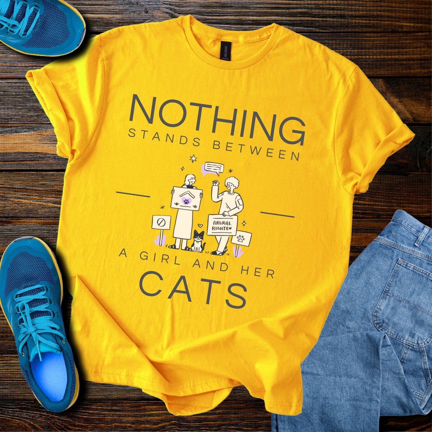 Nothing Stands Between A Girl And Her Cats T-Shirt