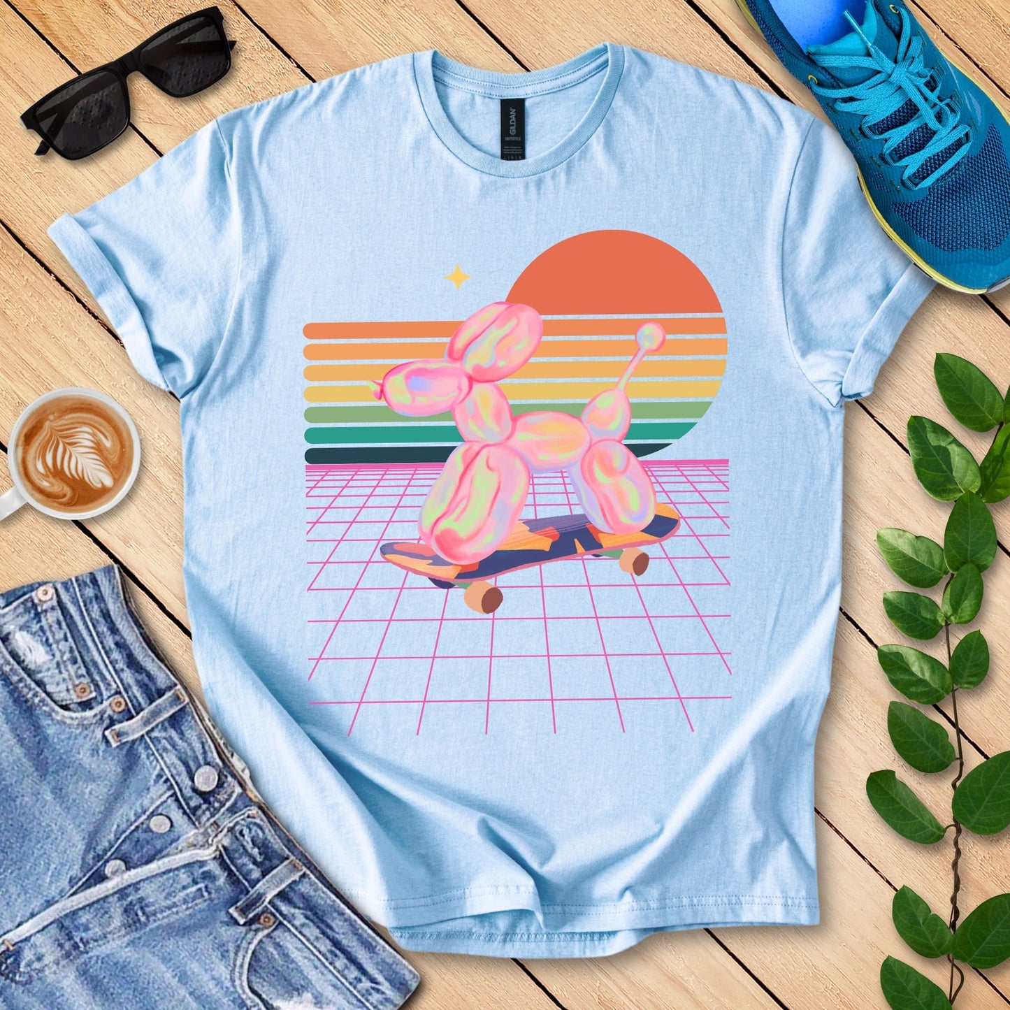 Balloon Retro Skate Dog T-Shirt
