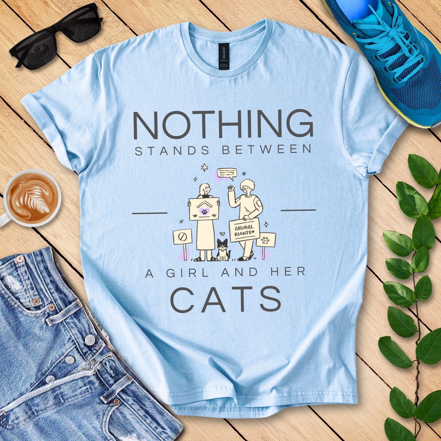Nothing Stands Between A Girl And Her Cats T-Shirt