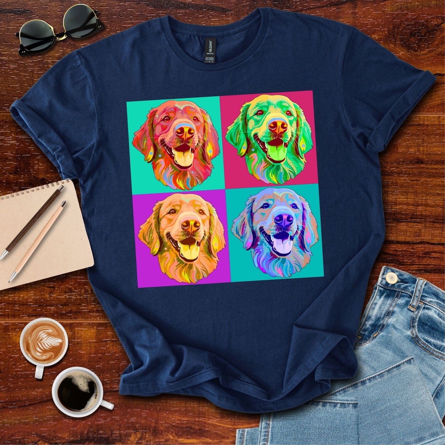Four Dogs Portrait T-Shirt