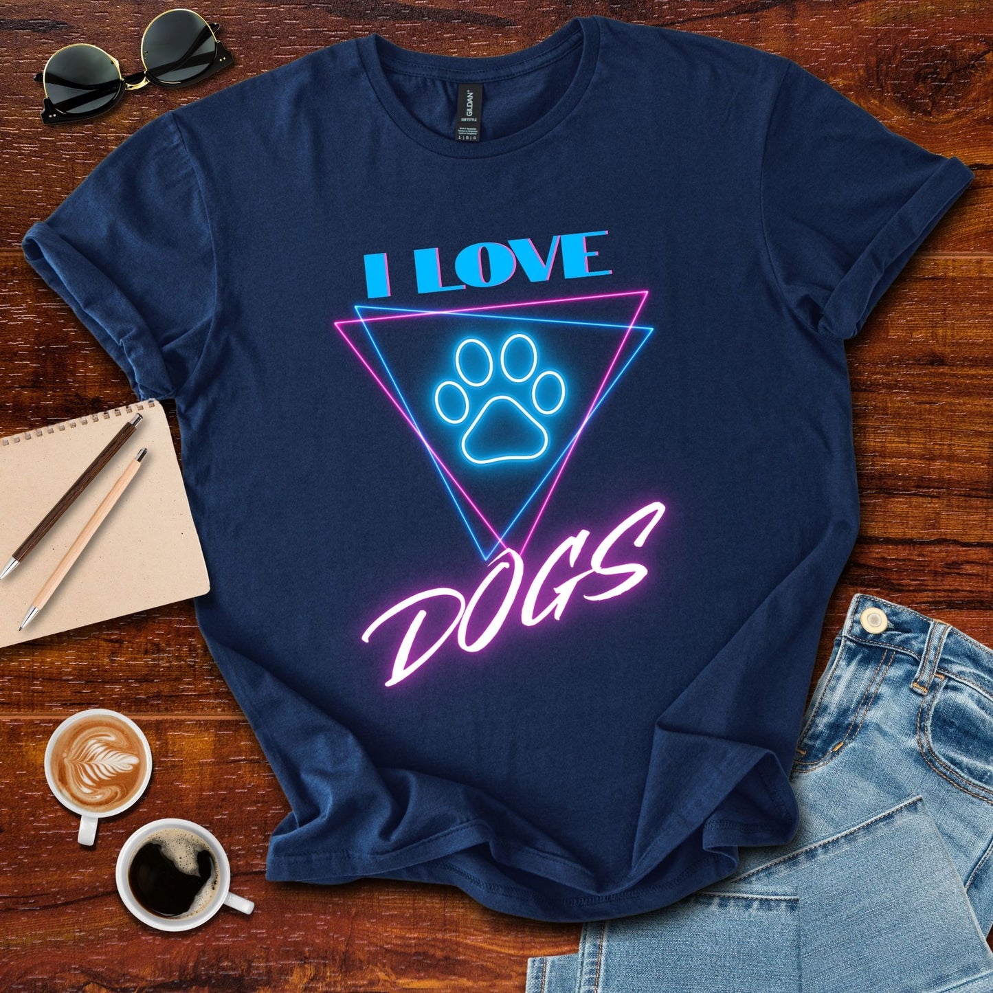 I Love Dogs Neon T-Shirt