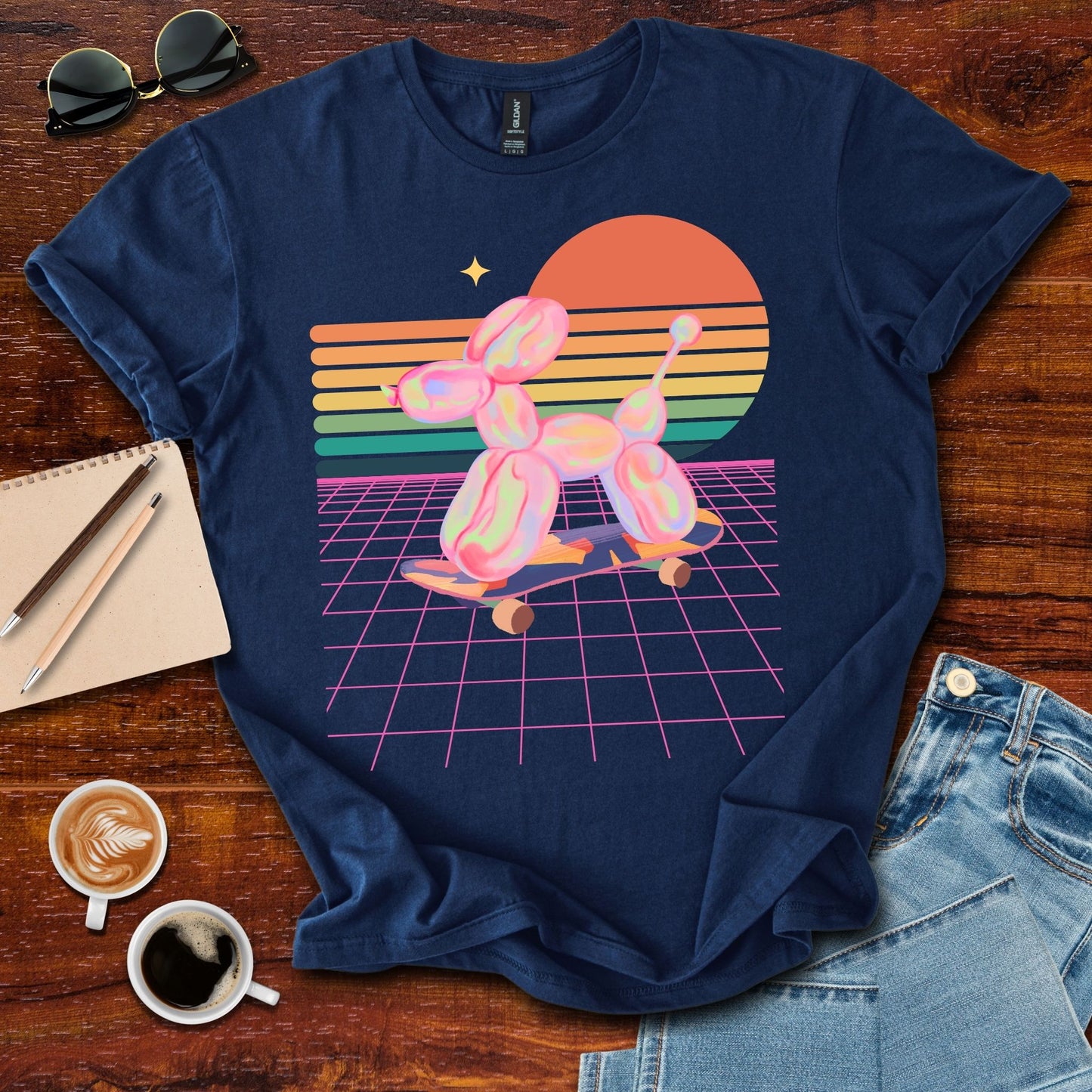 Balloon Retro Skate Dog T-Shirt