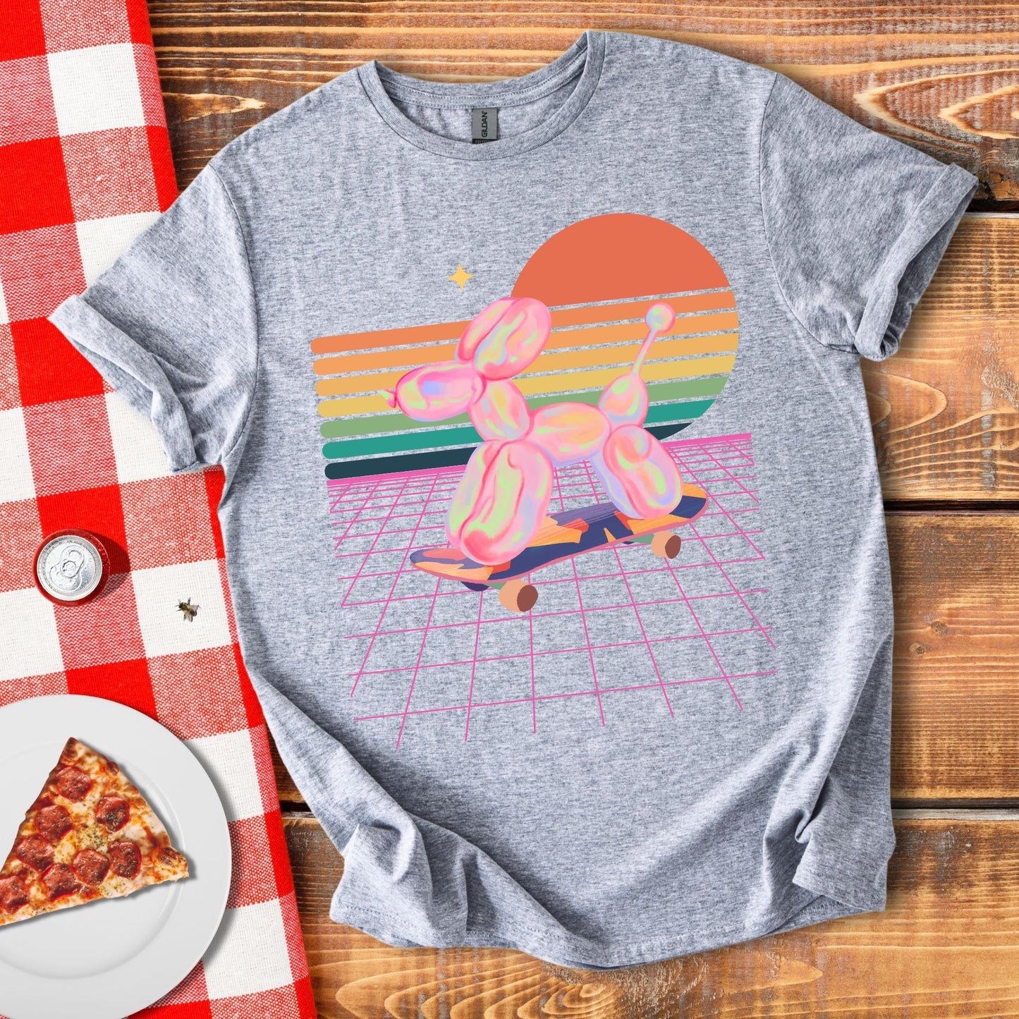 Balloon Retro Skate Dog T-Shirt