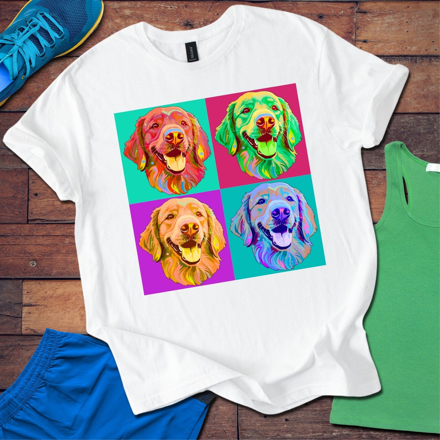 Four Dogs Portrait T-Shirt