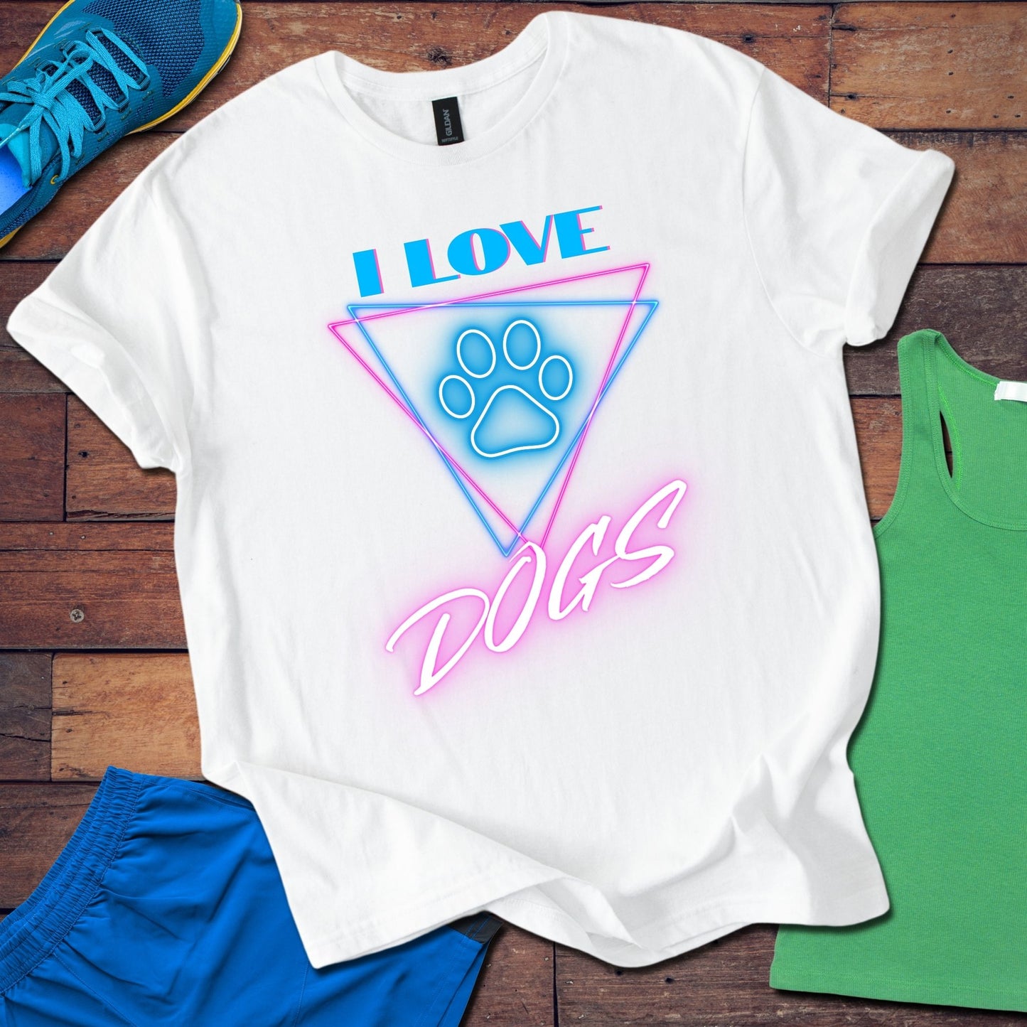 I Love Dogs Neon T-Shirt